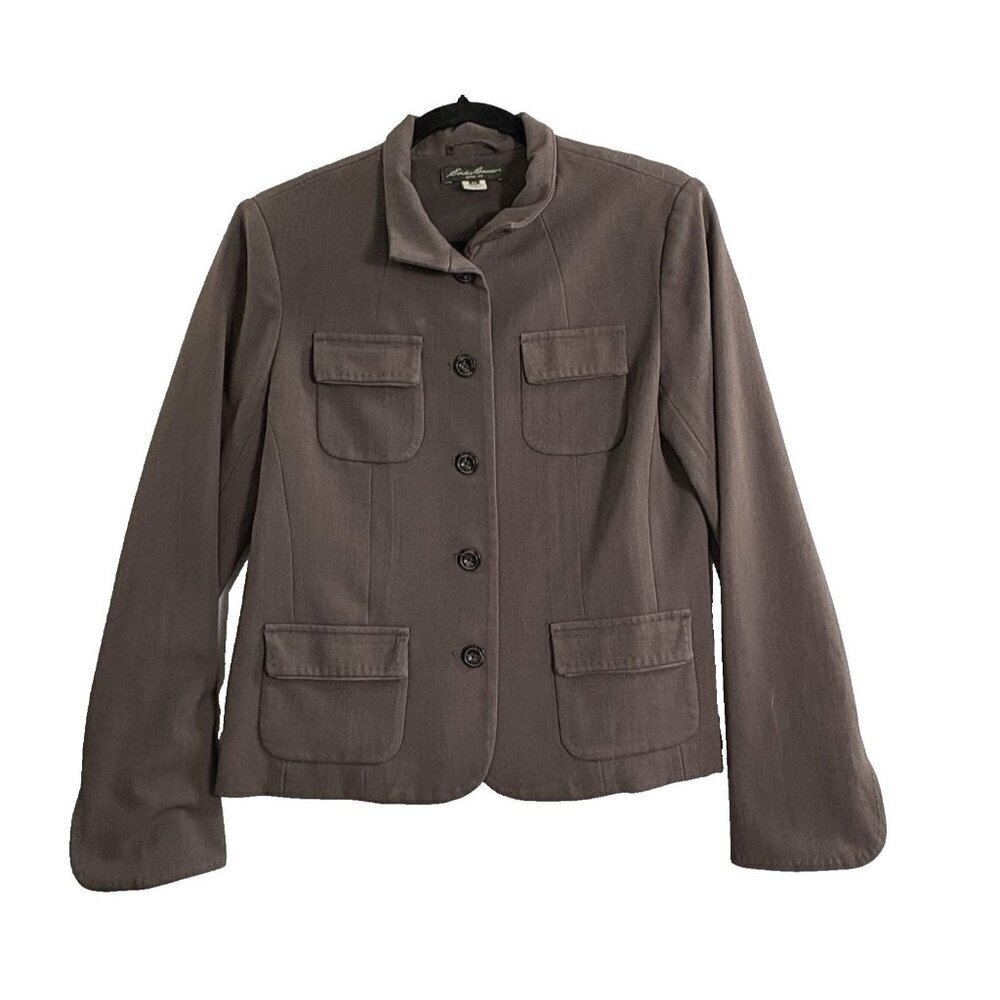 EDDIE BAUER Women Blazer Size 8P Brown‎ Career Business Stylish Work 32-2